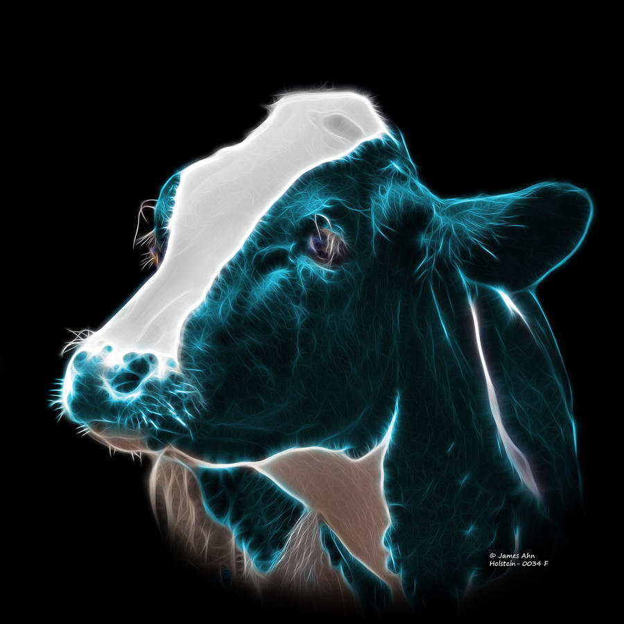 Cyan Holstein Cow - 0034 F #1 Digital Art by James Ahn