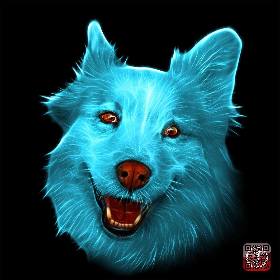 Cyan Siberian Husky Mix Dog Pop Art - 5060 BB #1 Painting by James Ahn