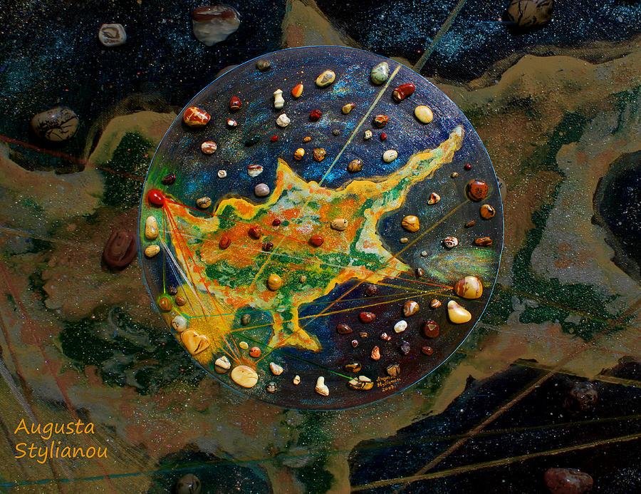 Cyprus Planetary Map #2 Painting by Augusta Stylianou