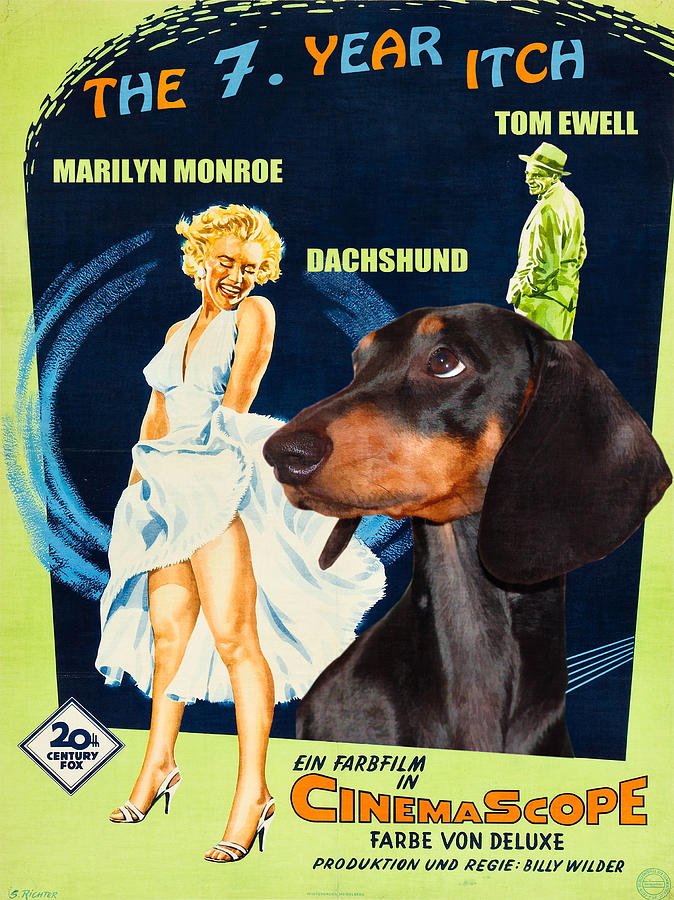 Dachshund Art Canvas Print - The Seven Year Itch Movie Poster #1 Painting by Sandra Sij