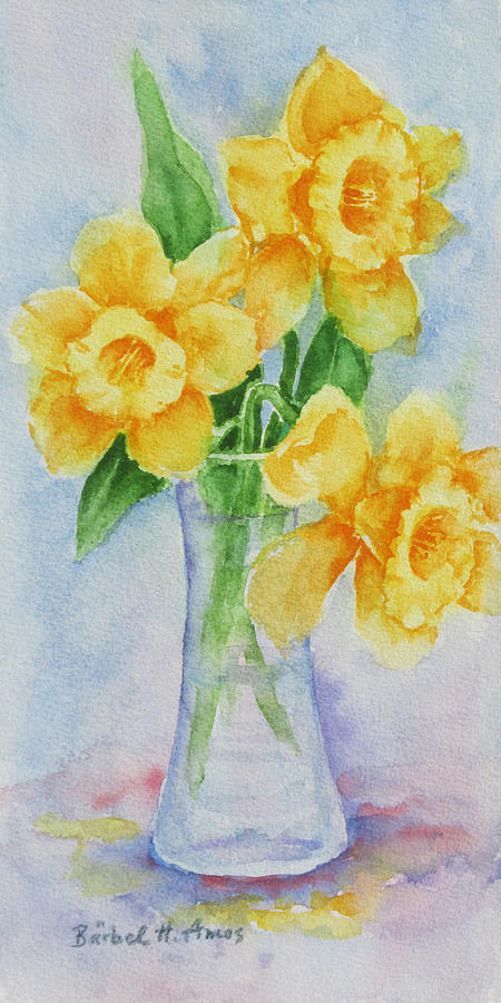Flower Painting - Daffodils #1 by Barbel Amos