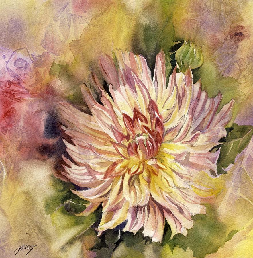 Dahlia In Autumn #1 Painting by Alfred Ng