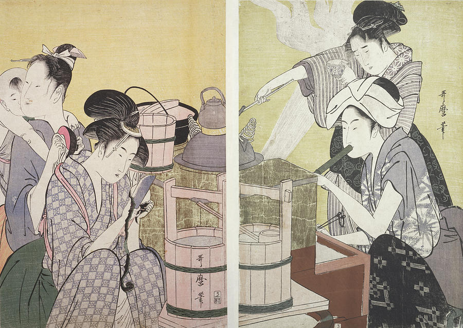 Portrait Painting - Daidokoro = Kitchen Scene, Kitagawa, Utamaro 1753-1806 #1 by Artokoloro