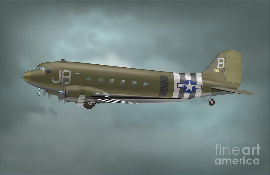 Airplane Digital Art - Dakota Overcast #1 by Matthew Webb