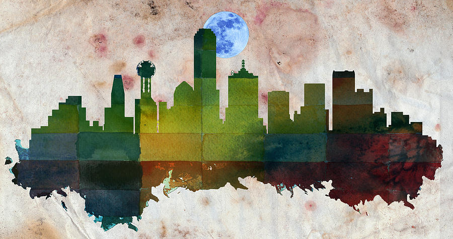 Dallas City Skylines Silhouette #1 Painting by MotionAge Designs