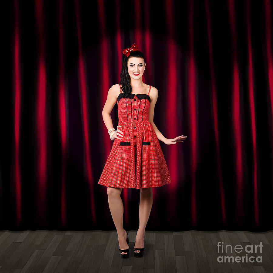 Dancing woman wearing retro rockabilly dress  #1 Photograph by Jorgo Photography