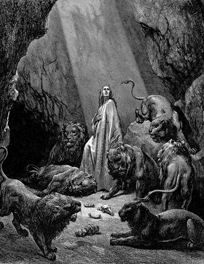 Daniel in the Den of Lions #1 Painting by Celestial Images