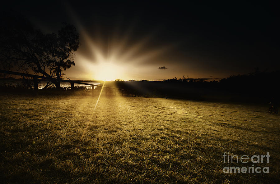 Dark dramatic landscape sunset on Australian park #1 Photograph by Jorgo Photography