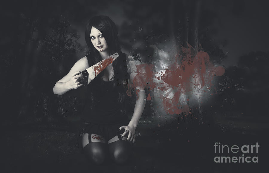 Halloween Photograph - Dark evil vampire girl with killer style #1 by Jorgo Photography
