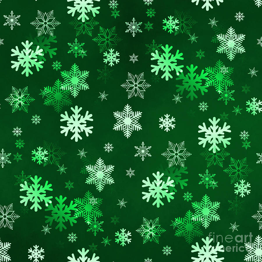 Dark Green Snowflakes #1 Digital Art by Henrik Lehnerer