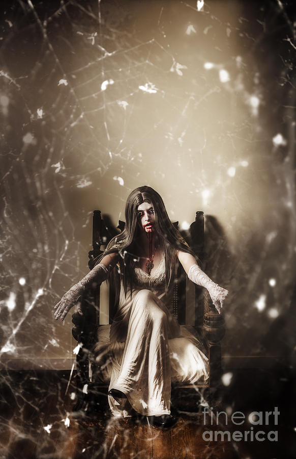 Dark portrait of a demon woman in haunted house Photograph by Jorgo Photography