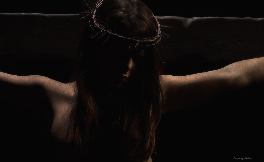 Portrait Digital Art - Dark Portrait of a Female Jesus III #1 by Ramon Martinez