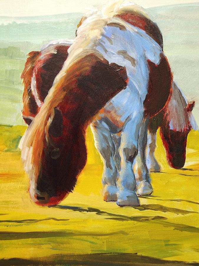 Horse Painting - Dartmoor Ponies Painting #1 by Mike Jory