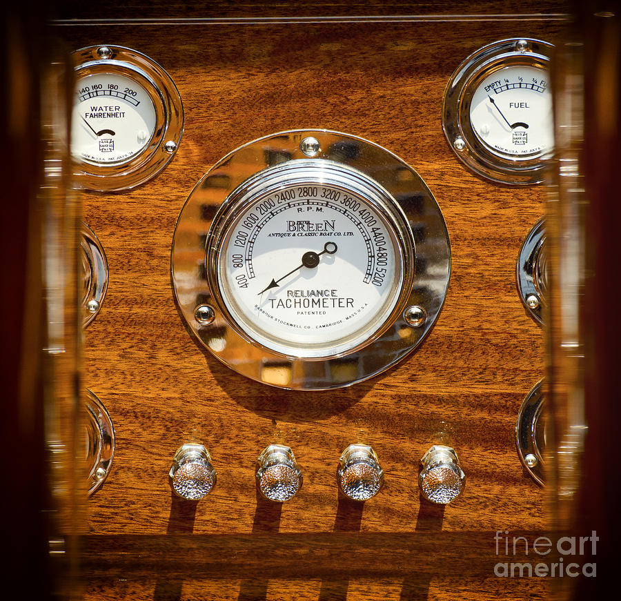 Dashboard in a classic wooden boat Photograph by Les Palenik - Fine Art ...