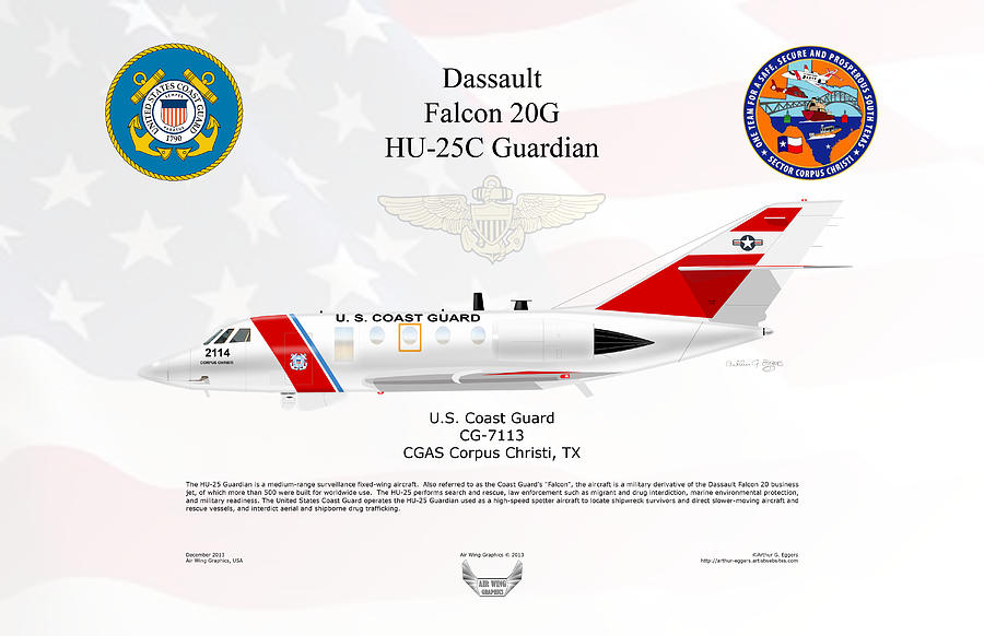 Dassault HU-25C Guardian #2 Digital Art by Arthur Eggers