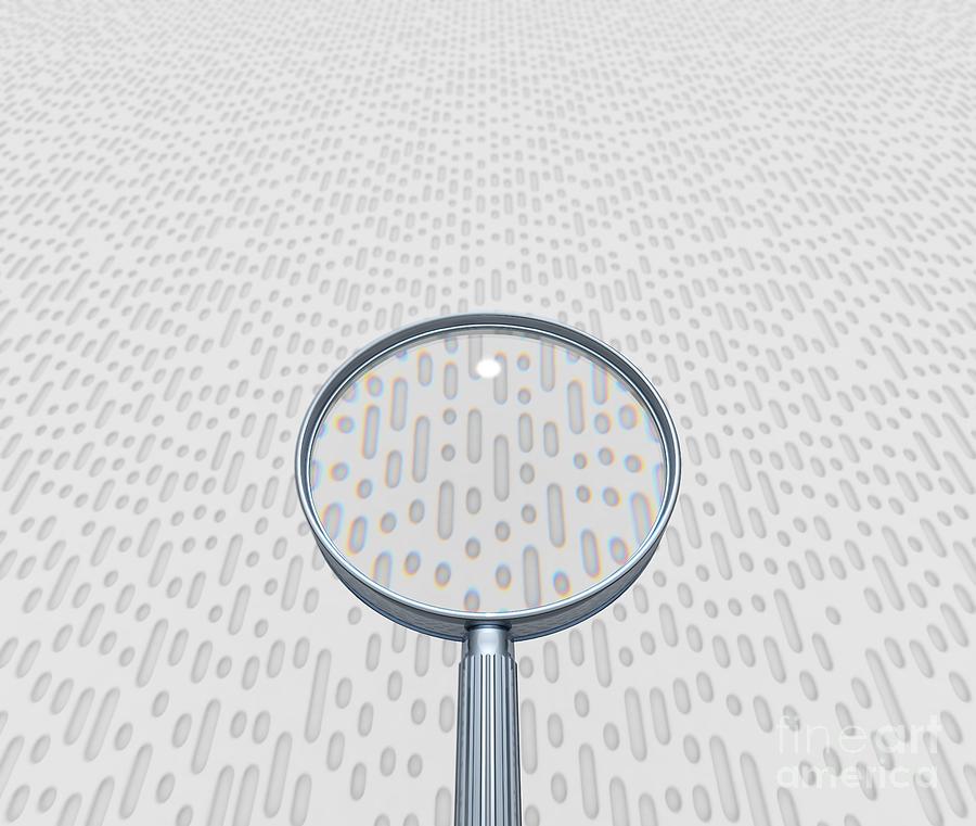 Magnifying Glass Photograph - Data Analysis Computer Artwork #1 by David Parker
