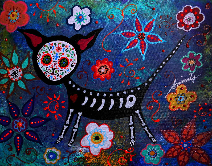 Cool Painting - Day Of The Dead Chihuahua #1 by Pristine Cartera Turkus