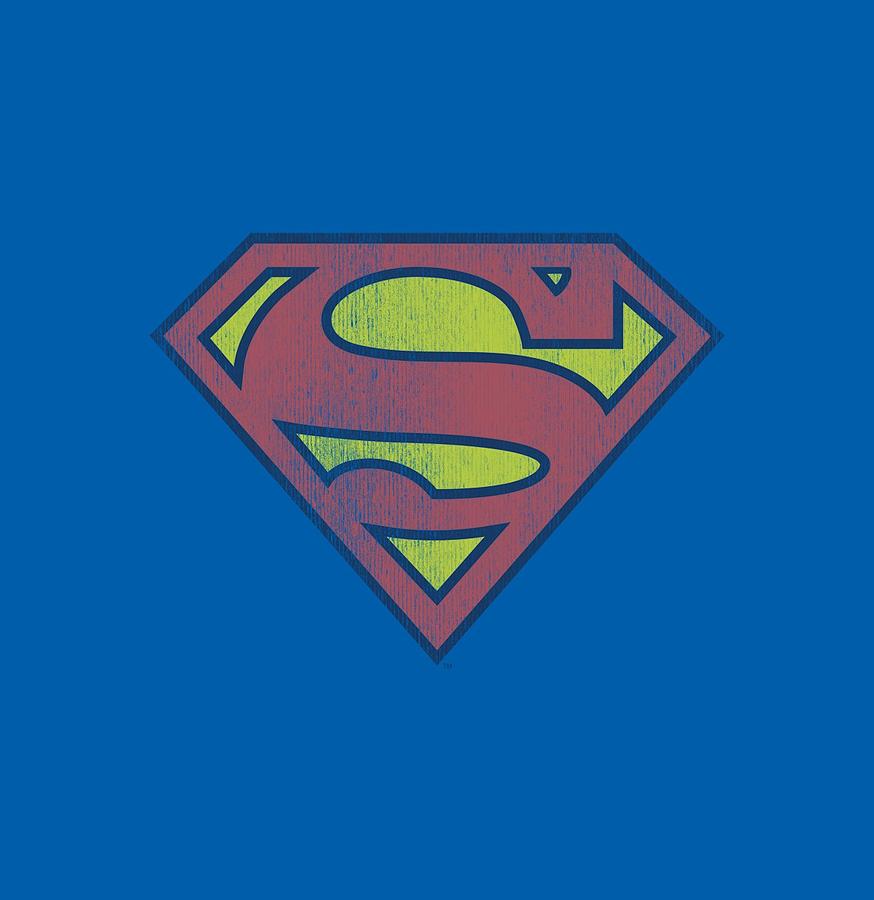 Superman Digital Art - Dc - Retro Supes Logo Distressed #1 by Brand A