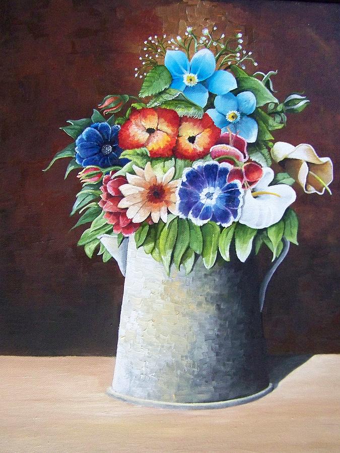 Deannes Flower Pot Painting by Martin Schmidt