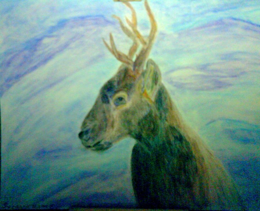Deer at Home Mixed Media by Suzanne Berthier