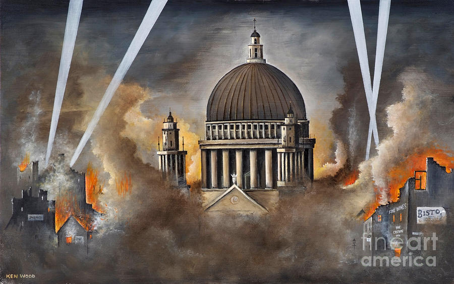 Defiance, World War Two, London - England  Painting by Ken Wood