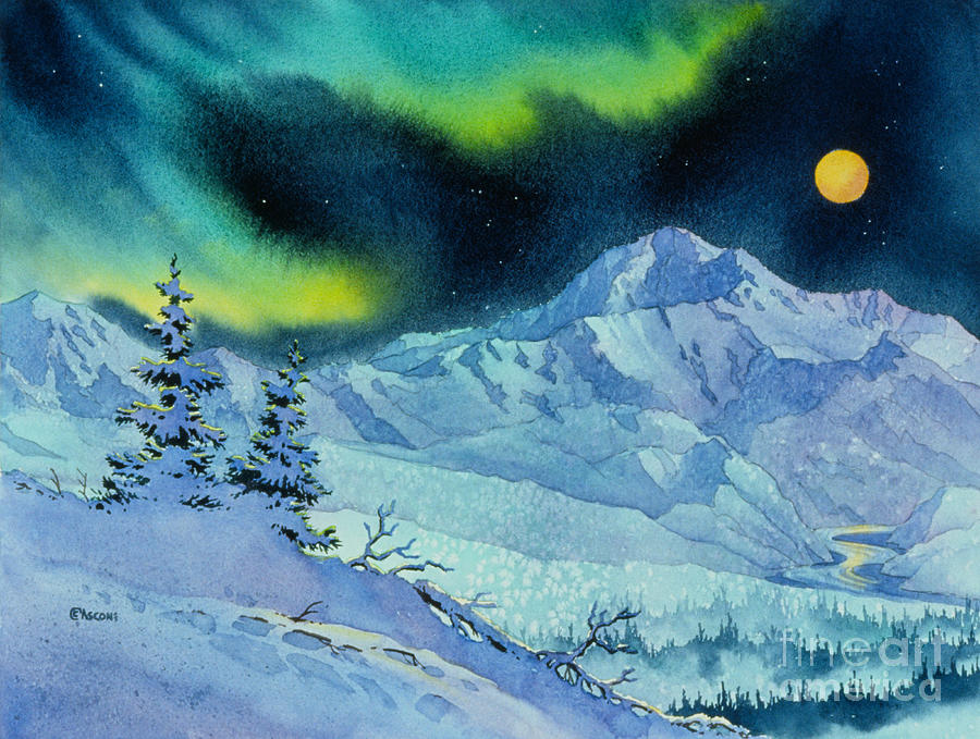 Denali Night Painting by Teresa Ascone