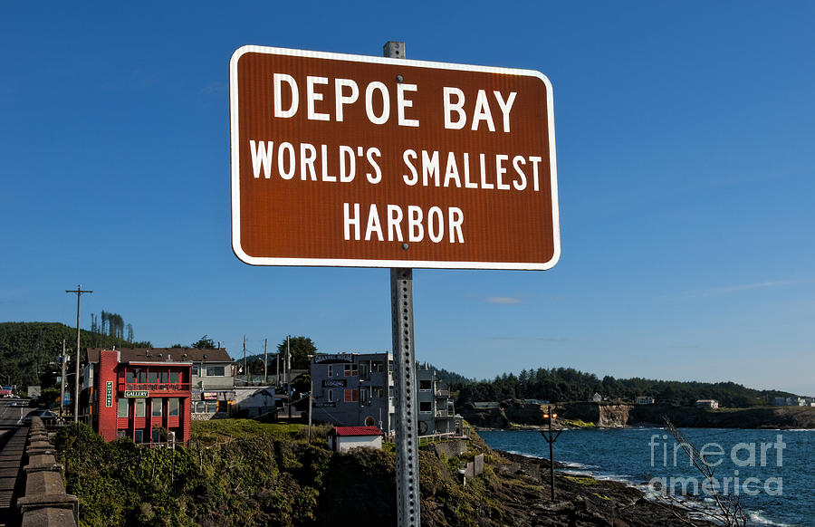 Sign Photograph - Depoe Bay Oregon Harbor #1 by Bill Bachmann