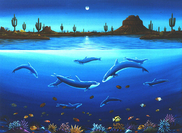 Desert Dolphins #1 Painting by Lance Headlee