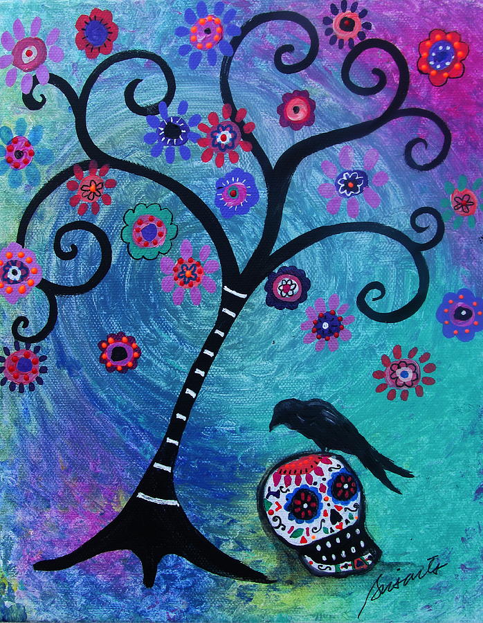 Dia De Los Muertos Crow #1 Painting by Pristine Cartera Turkus
