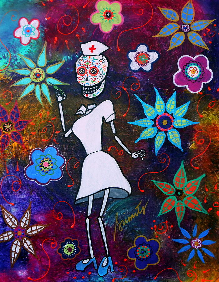 Dia De Los Muertos Nurse #1 Painting by Pristine Cartera Turkus