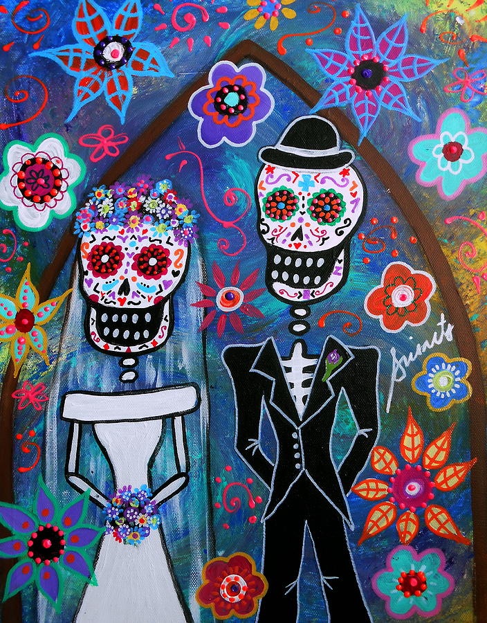 Dia De Los Muertos Wedding #1 Painting by Pristine Cartera Turkus