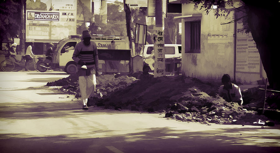 Digging a ditch at the side of a road in Roorkee #1 Photograph by Ashish Agarwal