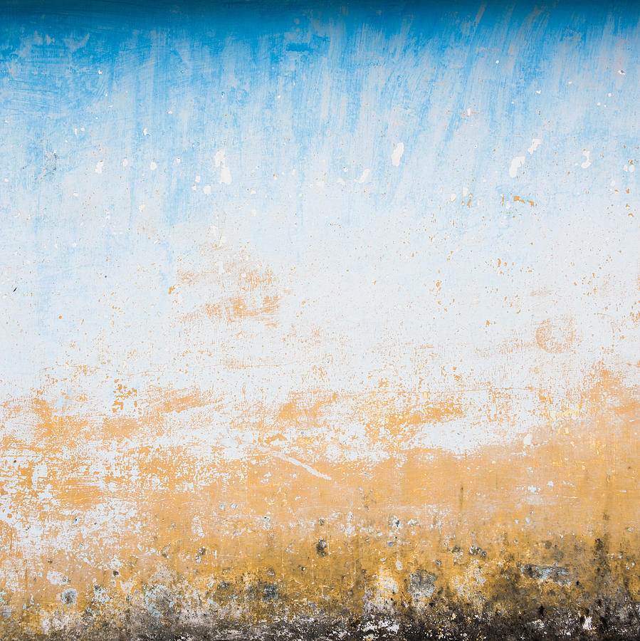 Dilapidated Beige And Blue Wall Texture Photograph