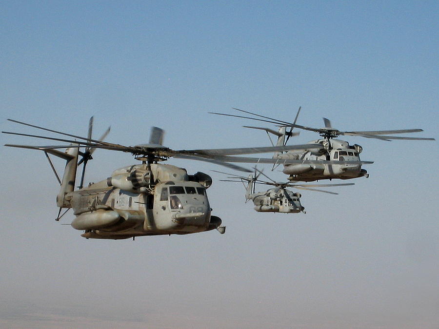 Flag Photograph - Division of CH-53 flying in Afghanistan #1 by Jetson Nguyen