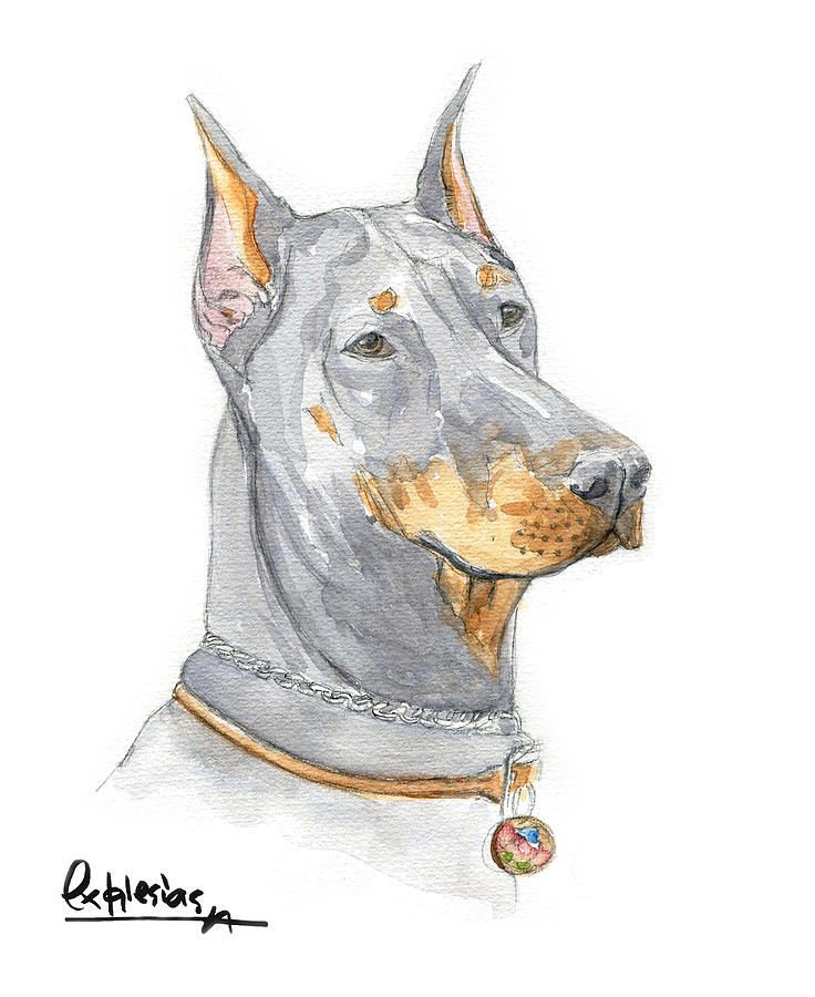 Dog Painting - Doberman #1 by David Iglesias