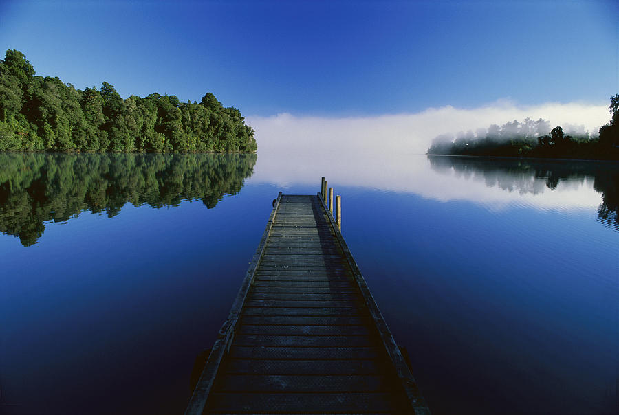 Dock On Lake Mapourika #1 Photograph by Andy Reisinger