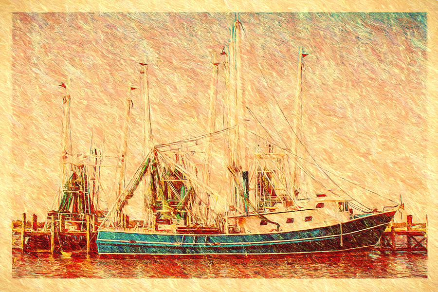 Shrimp Boat - Dock - Dockside Painting by Barry Jones