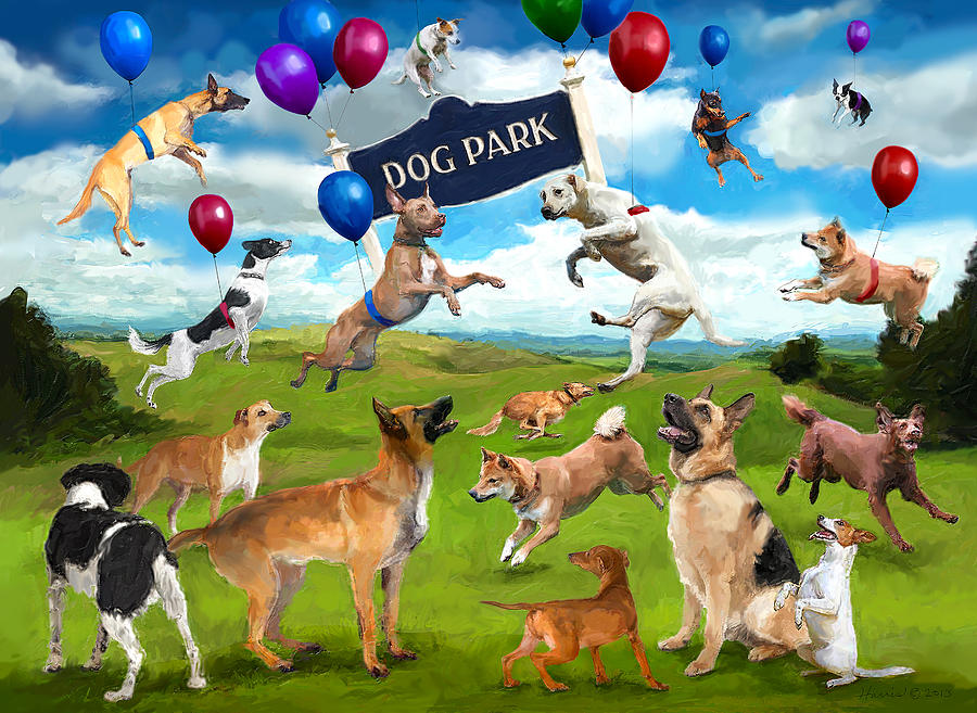 Dog Park Party Digital Art by Frank Harris