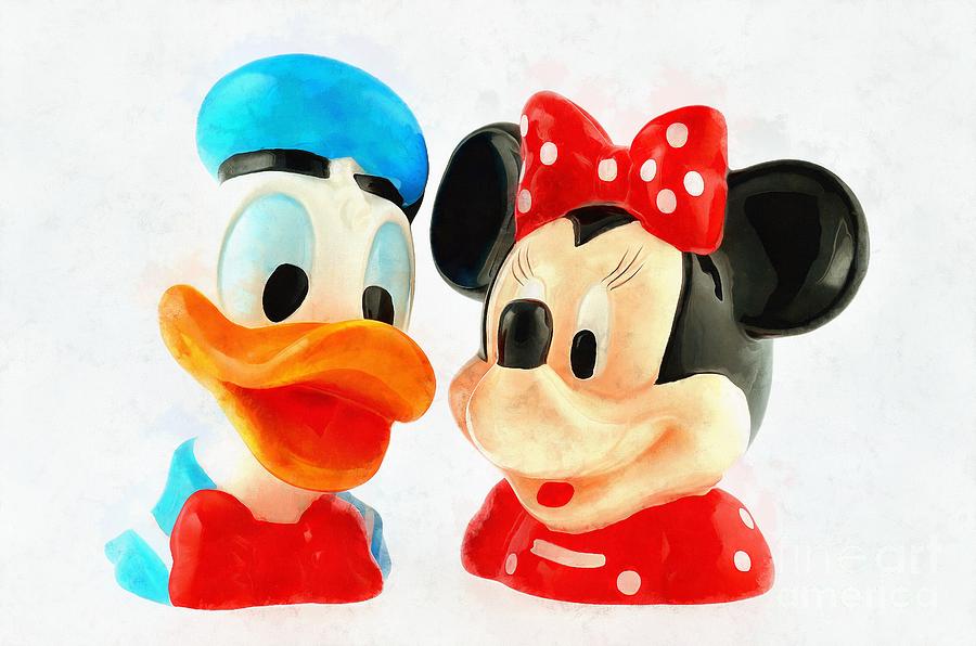 Duck Painting - Donald Duck and Minnie Mouse #2 by George Atsametakis