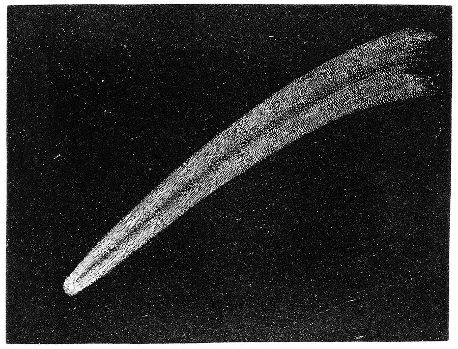 Почему у кометы хвост. Комета Донати 1858 года. Комета Галлея гравюра. Комета 1811 Комета Донати таблица. Строение кометы Галлея.