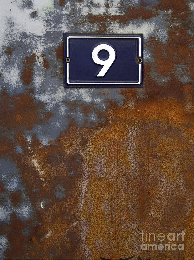 Dilapidated Photograph - Door in scrap metal  and number 9 #1 by Bernard Jaubert