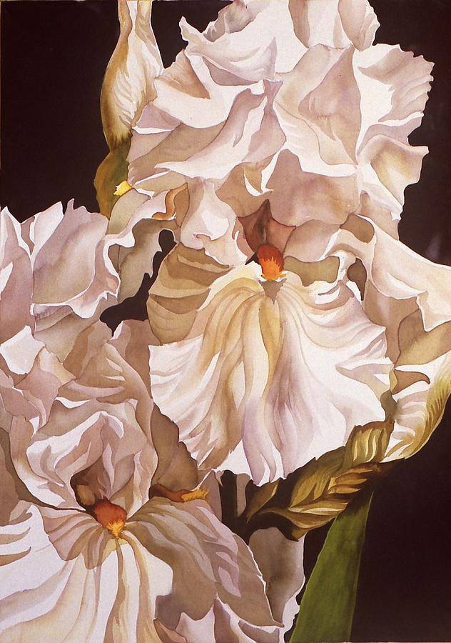 Double White Irises #2 Painting by Alfred Ng