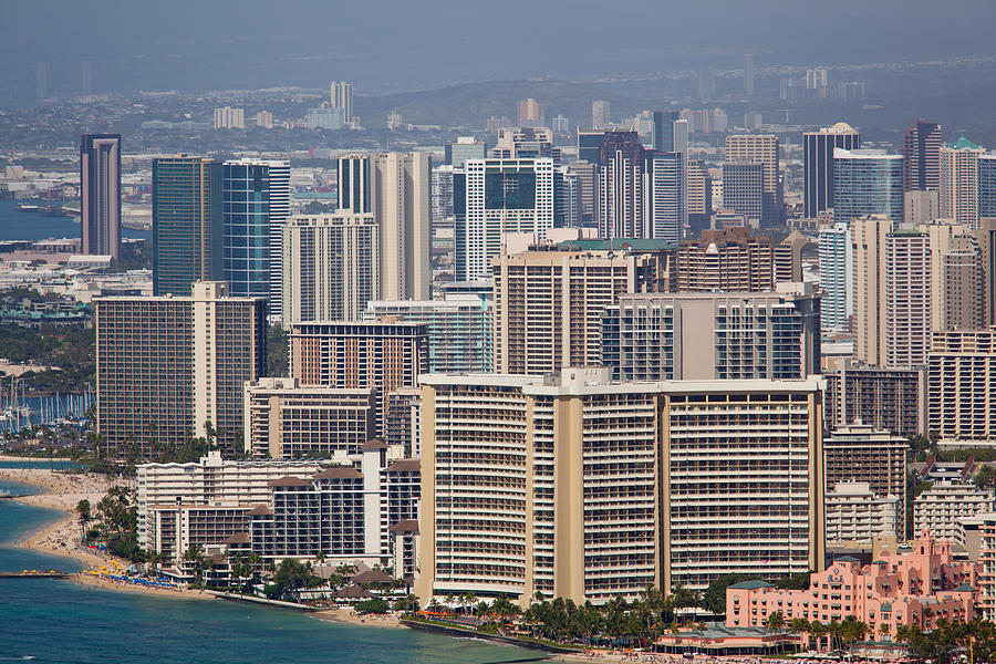 Downtown Waikiki seen from Diamond Head #1 Photograph by Steven Heap