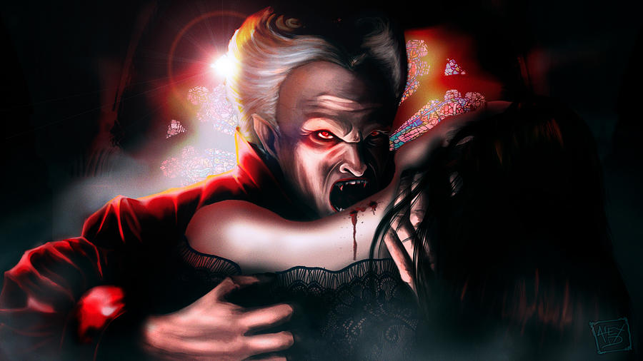 Draculas Kiss #1 Digital Art by Alex Damage