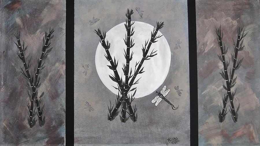 Dragonfly Shadow Moon #1 Painting by Cindy Micklos