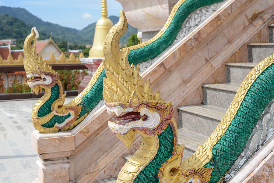 Dragons at Chalong Temple in Phuket Thailand #1 Photograph by Brandon Bourdages