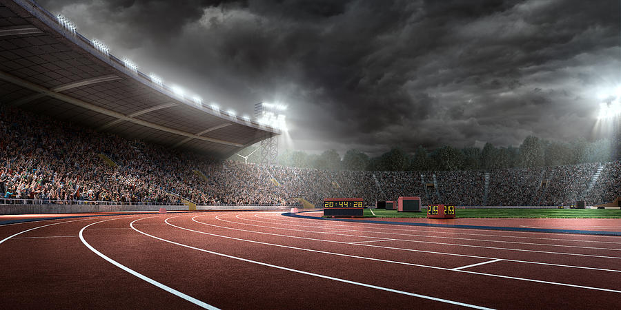 Dramatic . stadium with running tracks #1 Photograph by Dmytro Aksonov