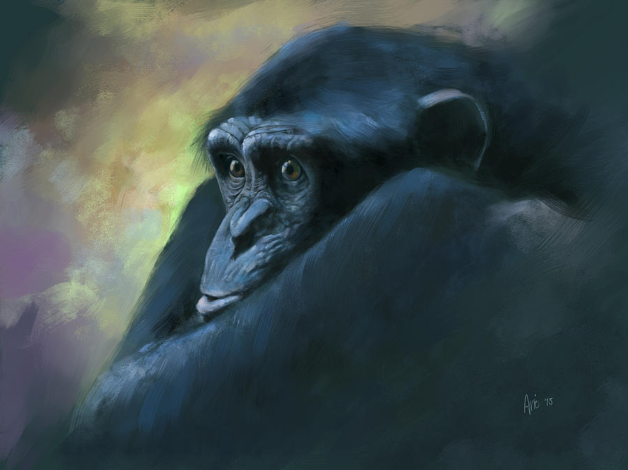 Monkey Digital Art - Dreaming by Arie Van der Wijst