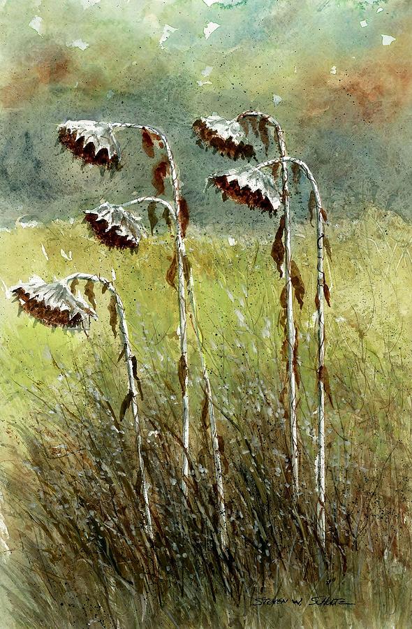 Sunflower Painting - Dried Up Sunflower Patch #1 by Steven Schultz