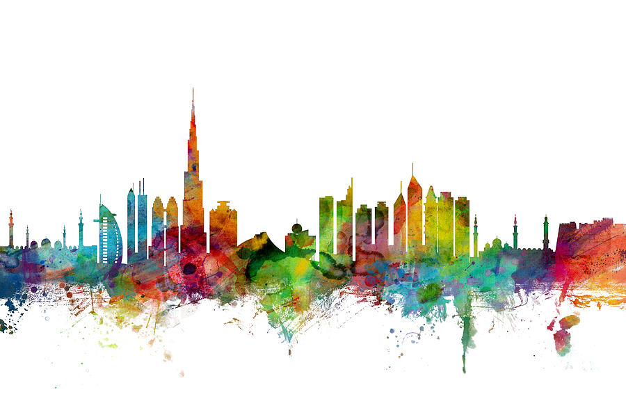 Dubai Skyline #1 Digital Art by Michael Tompsett